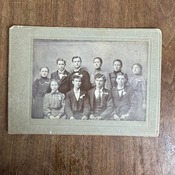 Antique Studio Portrait Group‎ of Young Adults Cabinet Card Photograph - Picture 1 of 9